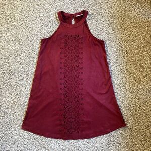 Altar'd State Tunic Dress Size M A-Line Red Mini Cut Choker Sleeveless Holiday
